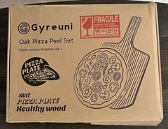 5 pc Gyreuni 13” Oak Pizza Set Stone Rocker Cutter Rack Peel Pizza Paper New