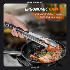 2 Pack Hotec 12 Inch Stainless Steel Locking Kitchen Tongs