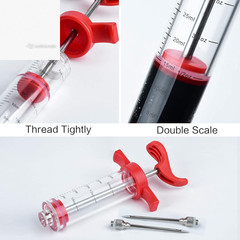 Meat Injector Syringe 1-oz Plastic Marinade Turkey Kit 2 Needles BBQ Grill QPMR
