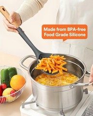 Kitchen Ladle Strainer Large Slotted Spoon Heat Resistant Skimmer Grey Unit