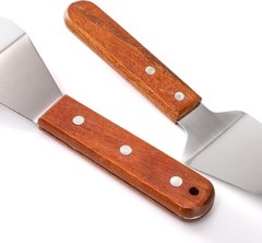 Stainless Steel Spatula Set 6Pc Wood Handle Grill Turner BBQ Flipper