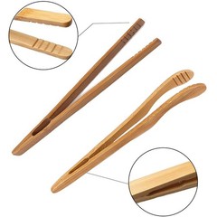 4 pack Bamboo Toaster Tongs – 7” Reusable Wood Cooking Tongs -Ideal