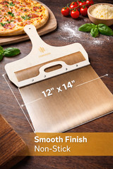 ASHNAEEM 12″ x 14″ Non-Stick Pizza Peel – Smooth Finish Metal Pizza Paddle
