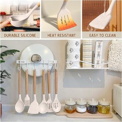 33-Piece Umite Chef Non-Stick Silicone Cooking Utensils Set with Holder – Khaki