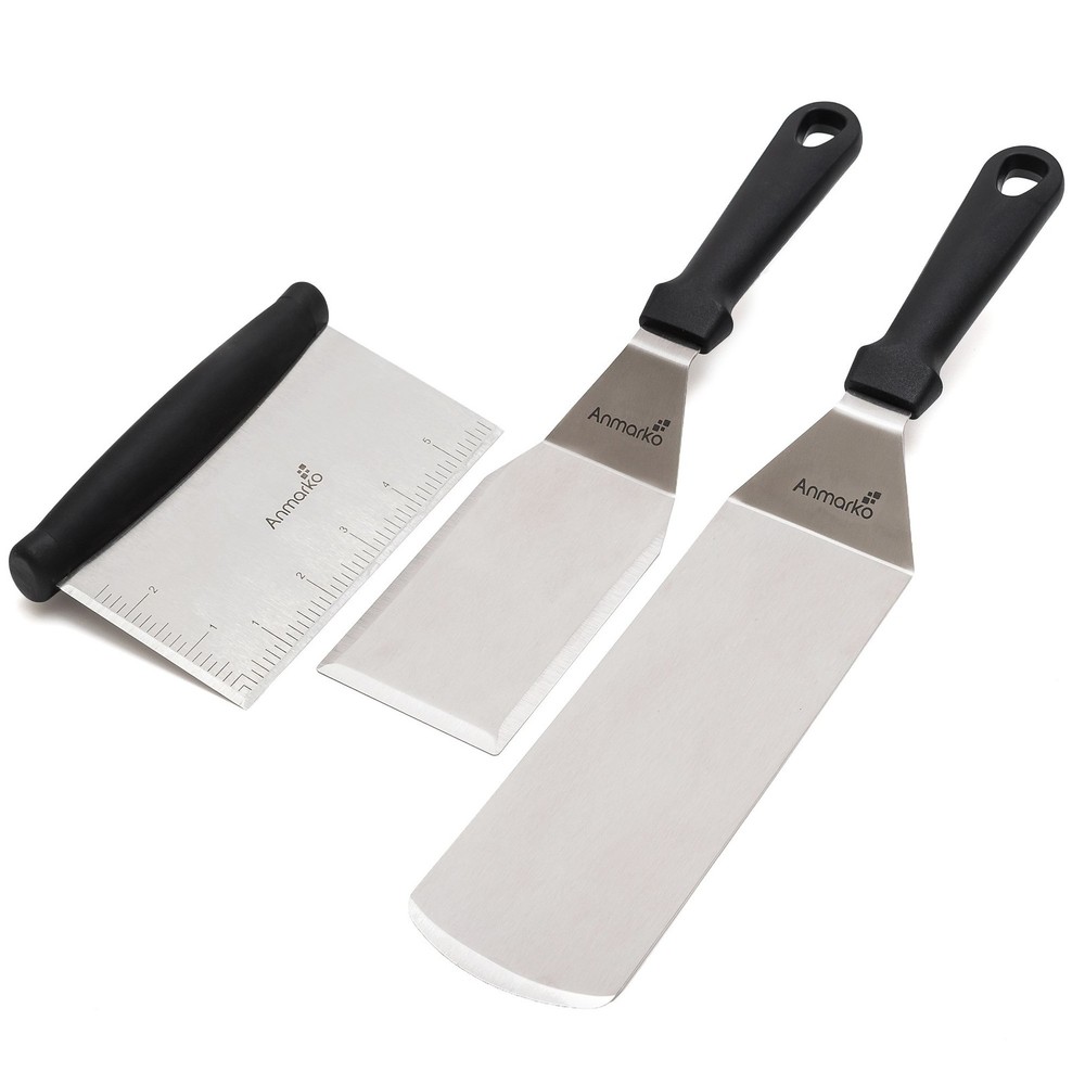 METAL SPATULA STAINLESS STEEL AND SCRAPER PROFESSIONAL CHEF GRIDDLE SPATULAS SET