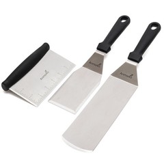 METAL SPATULA STAINLESS STEEL AND SCRAPER PROFESSIONAL CHEF GRIDDLE SPATULAS SET