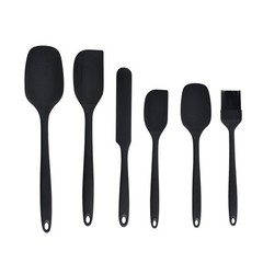New 6 Piece Silicone Kitchen Utensil Set with Spatulas Scrapers and Oil Brush