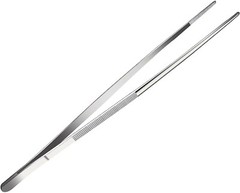 12″ Silver Stainless Steel Long Food Tongs Straight Tweezers Kitchen