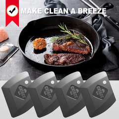 4-Pack Pan Scrapers, Durable Plastic Dish Scraper Tool for Kitchen Cast Iron Pot