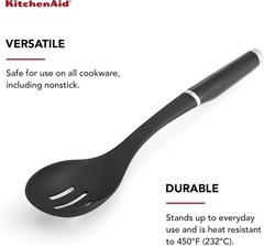 Versatile Black Slotted Spoon Single Unit | Lightweight Dishwasher Safe Kitchen