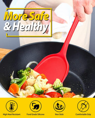 Pack of 2 Silicone Wok Spatula, Non-Stick, Heat Resistant, Easy to Clean and Dis