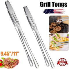 2× 11 Inches Kitchen Tongs Korean BBQ Tweezers for Cooking Stainless Steel USA