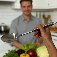 4 Pack Stainless Steel Cooking Spoon Set,Kitchen Large Cooking Spoons with Round