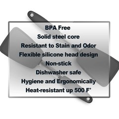 Hygienic Solid Heat-Resistant Flexible Silicone Spatula, Black Turner Non-Stick