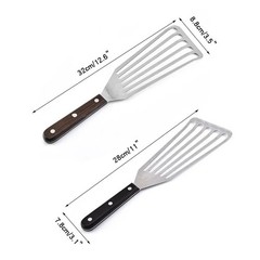 Miu France Set of 2 Small and Large Steel Fish Spatula Slotted Stainless Turner