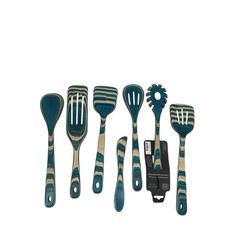 Baltique Mykonos Collection 7 Piece Wood Cooking Utensil Set, Safe for Nonstick