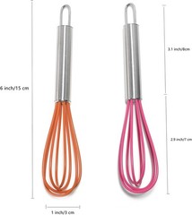 Mini Whisks 6 inch 2Pcs Stainless Whisk+silica gel, Hand Egg Mixer for Flour …