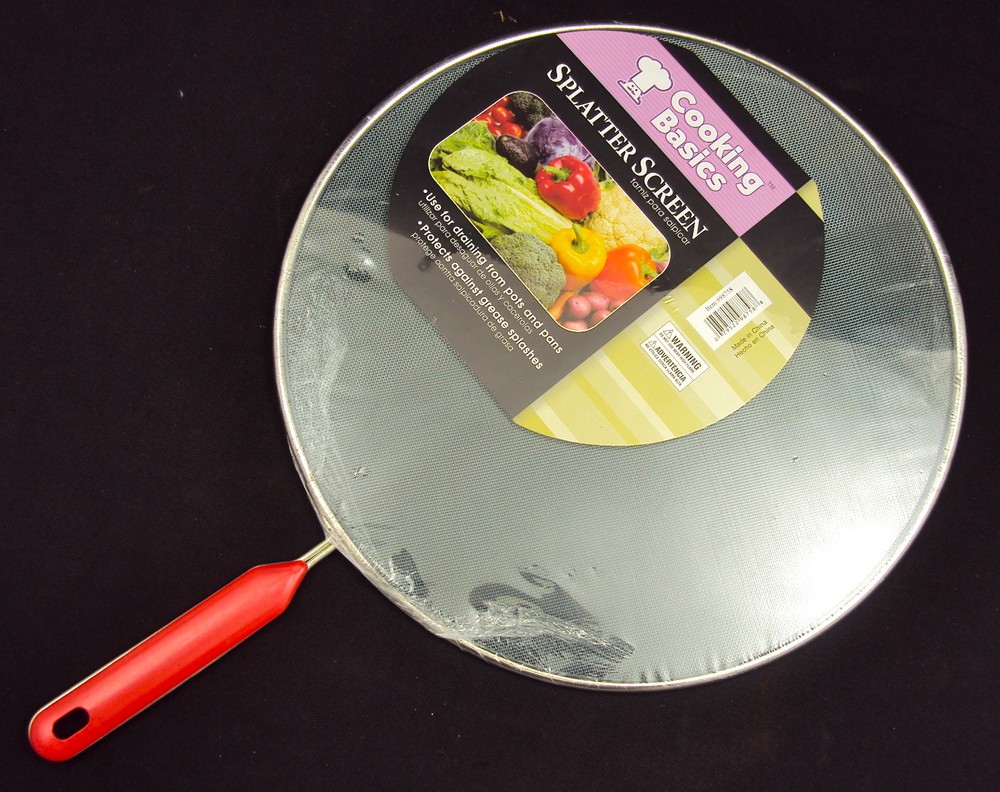 Spatter Screen / Grease Guard ~ Fine Mesh Metal Screen w/Handle ~ Fits Most Pans