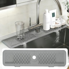 24 Inch Silicone Faucet Mat for Kitchen Sink, 7° Slope Fast Self-Draining Sin…