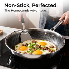 Nonstick Pots and Pans Set, 14 Piece Hybrid Hex Non Stick LARGE, Silver