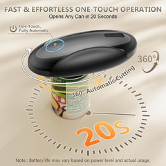 Electric Can Opener, Fast One-Touch Automatic Rechargeable Opener Black