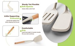 Pack of 2 Silicone Spatula Set with Elegant Wooden Handle, Heat Resistant Solid