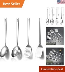 Elegant Stainless Steel 4-Piece Cooking Utensils Set – Dishwasher Safe Design
