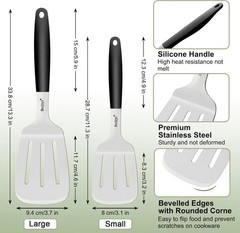 Beijiyi 2-Piece Stainless Steel Spatula Set, 13.3″ & 11.3″ Slotted Turner, Heavy