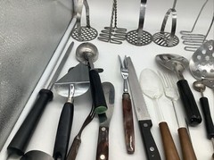 28 Metal + Plastic Wooden Stainless Kitchen Utensils Tools Fork Knife Mashers ++