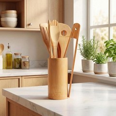 All-Natural Bamboo Cooking Utensil Set of 8 – Perfect for Non-Stick Cookware