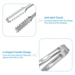 3pcs Serving Tongs 6 Inch Stainless Steel Ice Tongs Tiny Tongs Silver