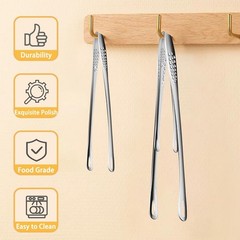 2× Stainless Steel Grill Tongs Cooking BBQ Steak Clamp Pastry Kitchen Tweezers