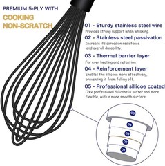 Dishwasher Safe Silicone Whisk, Sealed Waterproof Design Set of 3, Profession…