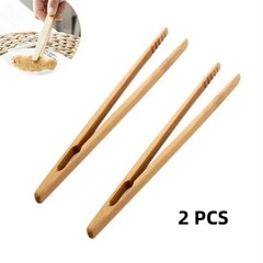 2PCS Pampered Chef 8″ Bamboo Wooden Kitchen Toaster Tongs