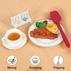 4Pcs Silicone Spatula Heat Resistant Non Stick for Kitchen Cooking Red