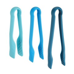 3Pcs Plastic Serving Tongs 6/8/10 Inch Kitchen Tongs for Cooking Blue