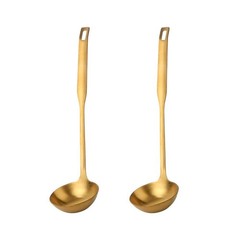 2 Pcs Soup Ladle Spoons Gold Cookware Serving Long Handle Steel Slotted Spoon Co