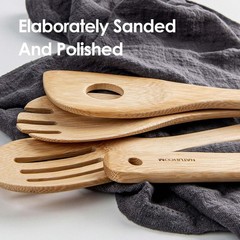 All-Natural Bamboo Cooking Utensil Set of 8 – Perfect for Non-Stick Cookware