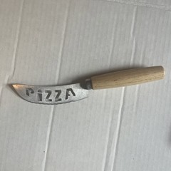 Curved Pizza Knife And Round Pizza Cutter Set Of 2 Stainless Steel Wood Handles