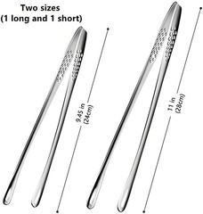 2× Stainless Steel Grill Tongs Cooking BBQ Steak Clamp Pastry Kitchen Tweezers