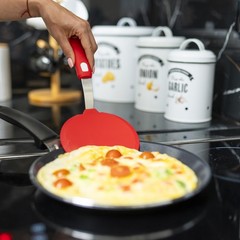 Silicone Pancake Spatula | Wide Beveled Edge Flipper With Stainless Steel Curved