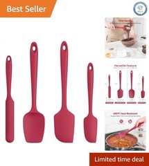 BPA Free Heat Resistant Silicone Spatula Set – Essential Kitchen Tools in Red