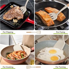Pack of 2 Silicone Spatula Set with Elegant Wooden Handle, Heat Resistant Solid