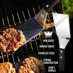 Premium Mirror Polished Stainless Steel Spatula Set – Griddle Spatula Set Wit…