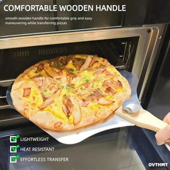Pizza Peel 12 inch, Aluminum Pizza Paddle 12 x 14 inch with Foldable Wood Han…