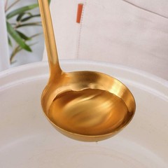 2 Pcs Soup Ladle Spoons Gold Cookware Serving Long Handle Steel Slotted Spoon Co