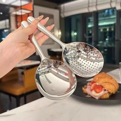 1Pc Big Head Stainless Steel Round Spoon Large Size Dining Spoon Rice Servin