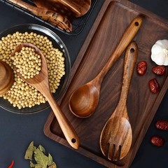 Wooden Cooking Spoons Set 12 Piece Teak Kitchen Utensils Non-Stick Safe