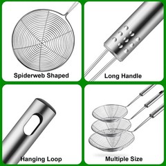 Stainless Steel Spider Strainer Skimmer Ladle Frying Oil Kitchen Scoop_New