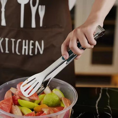 Stainless Steel Food Tongs Non-Slip BBQ Grill Meat Salad Bread Clip Kitchen Tool